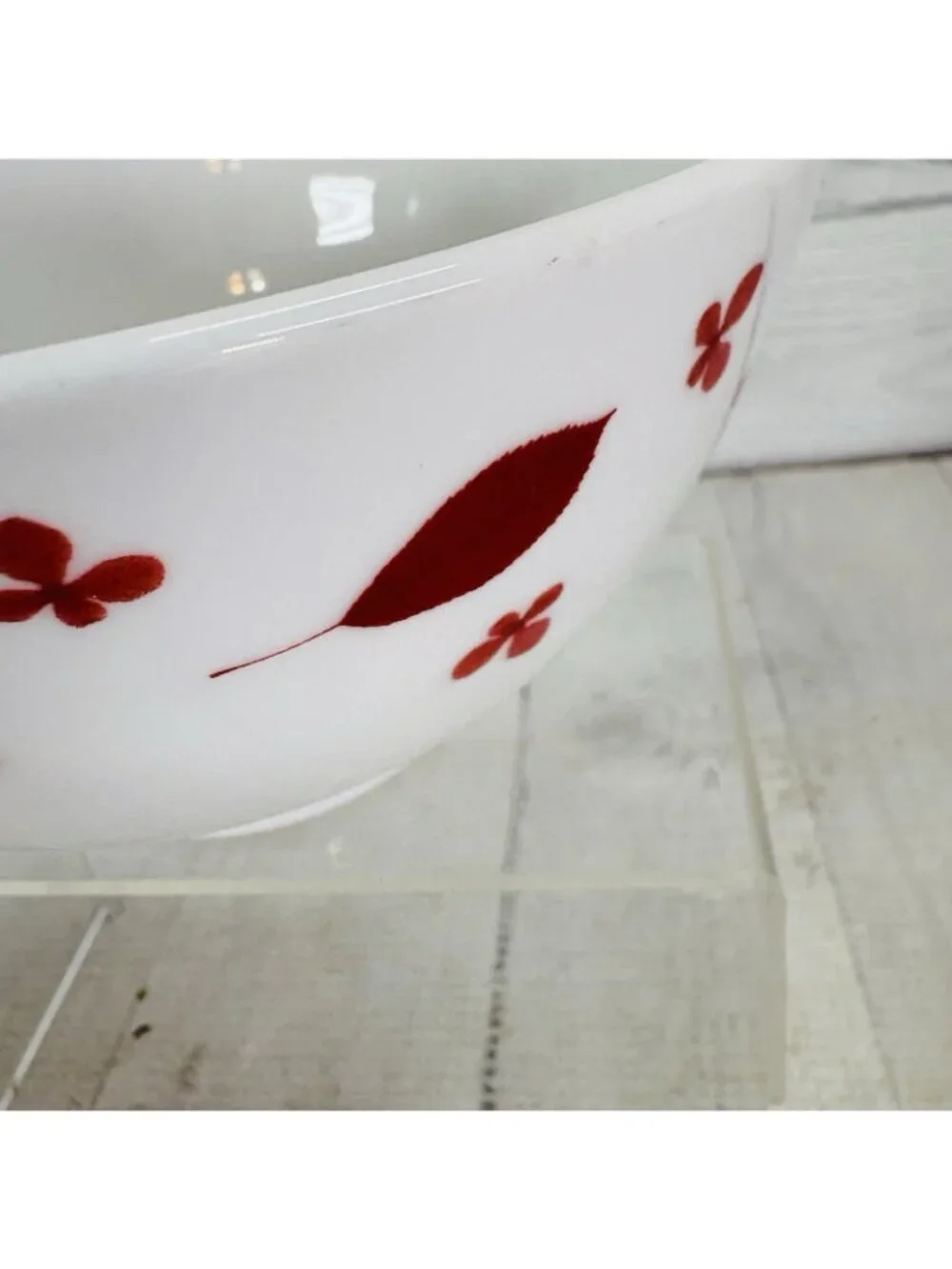 Home Target PRESSED PETALS Red Leaves Petal Porcelain Soup Cereal Bowls Set 3